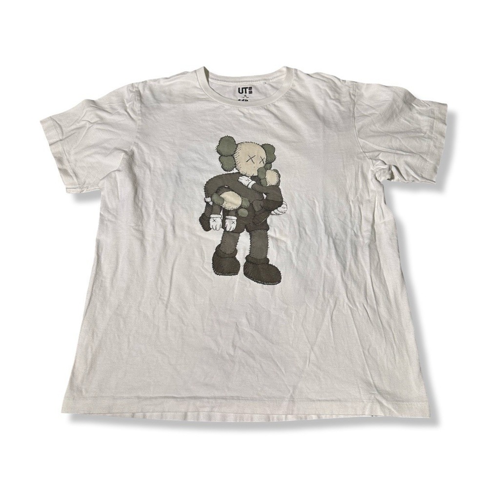 KAWS Casual Graphic Short Sleeve Shirt Mens Size XL White Streetwear